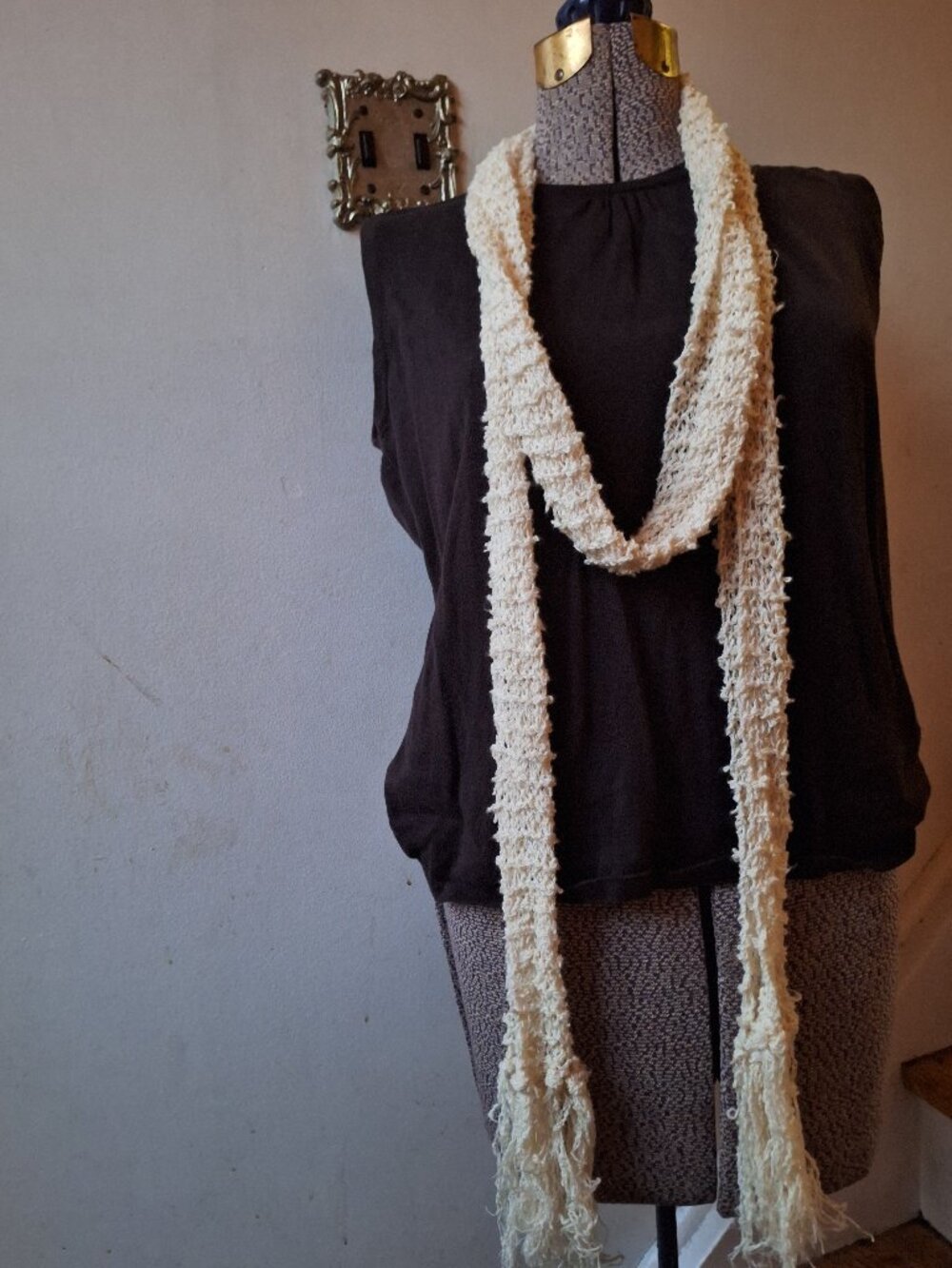 Cotton Hand Knit Scarf Sharon Dawn One-of-a-Kind